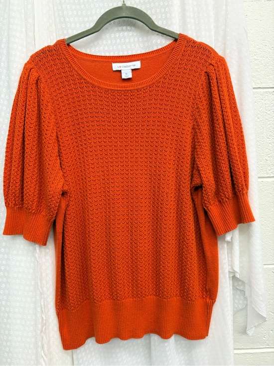Liz Claiborne Sweaters - Vintage Lagenlook Boho Preppy Rusty Orange Knit with Puff Sleeves